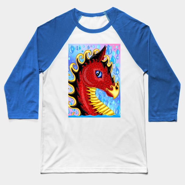 Red Water Dragon Baseball T-Shirt by MelanieJeyakkumar